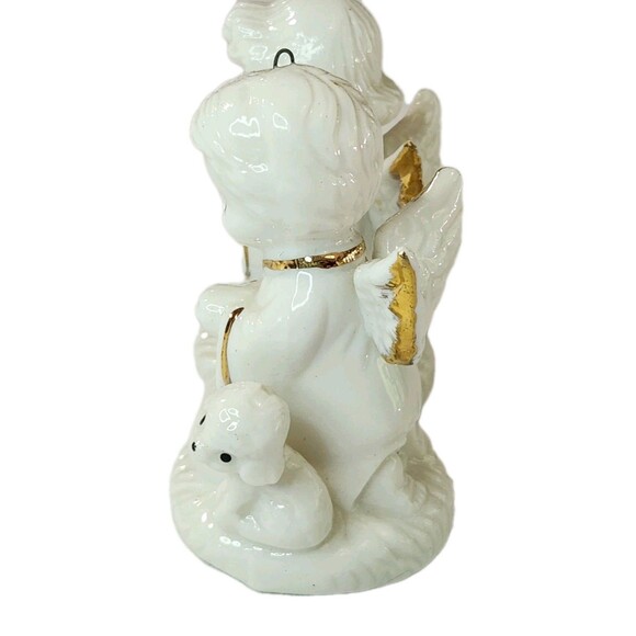 Napco Vintage Miniature Praying Angel Figurines Boy & Girl with Kitten & Lamb - Picture 6 of 9